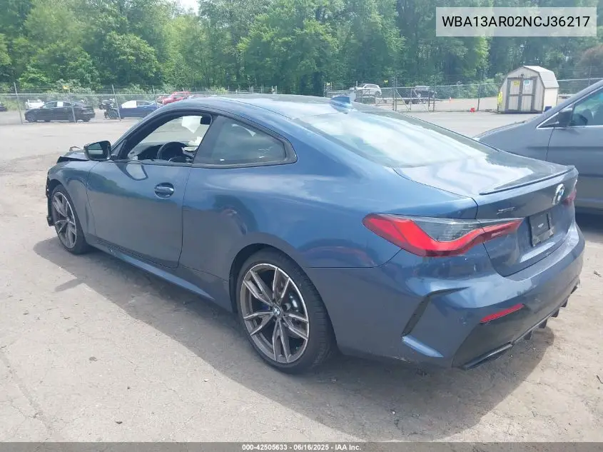 2022 BMW M440I xDrive VIN: WBA13AR02NCJ36217 Lot: 42505633