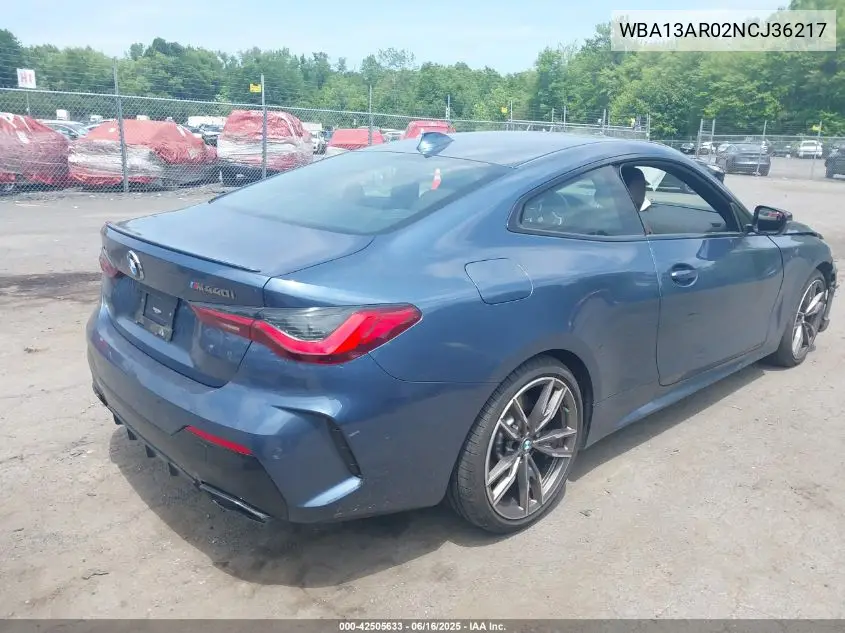2022 BMW M440I xDrive VIN: WBA13AR02NCJ36217 Lot: 42505633