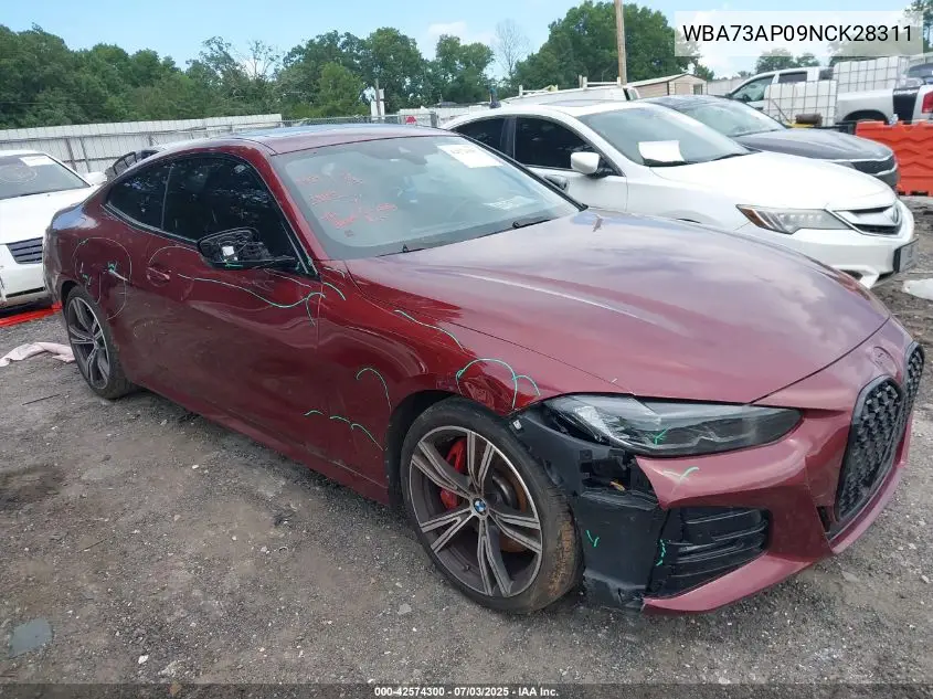 2022 BMW 430I xDrive VIN: WBA73AP09NCK28311 Lot: 42574300