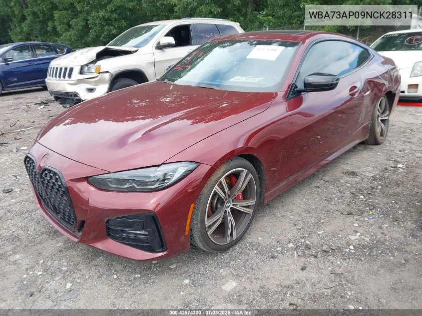 2022 BMW 430I xDrive VIN: WBA73AP09NCK28311 Lot: 42574300