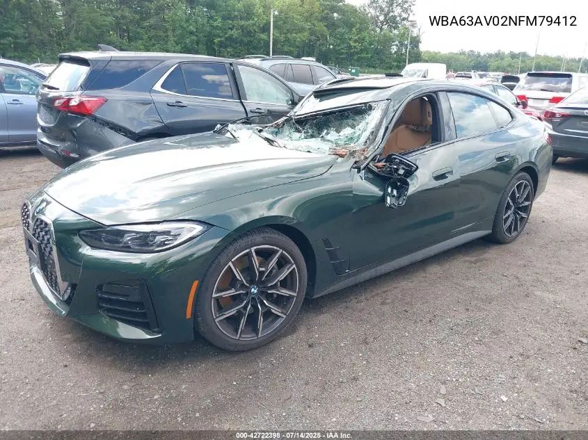 2022 BMW 430I Gran Coupe Gran Coupe VIN: WBA63AV02NFM79412 Lot: 42722398
