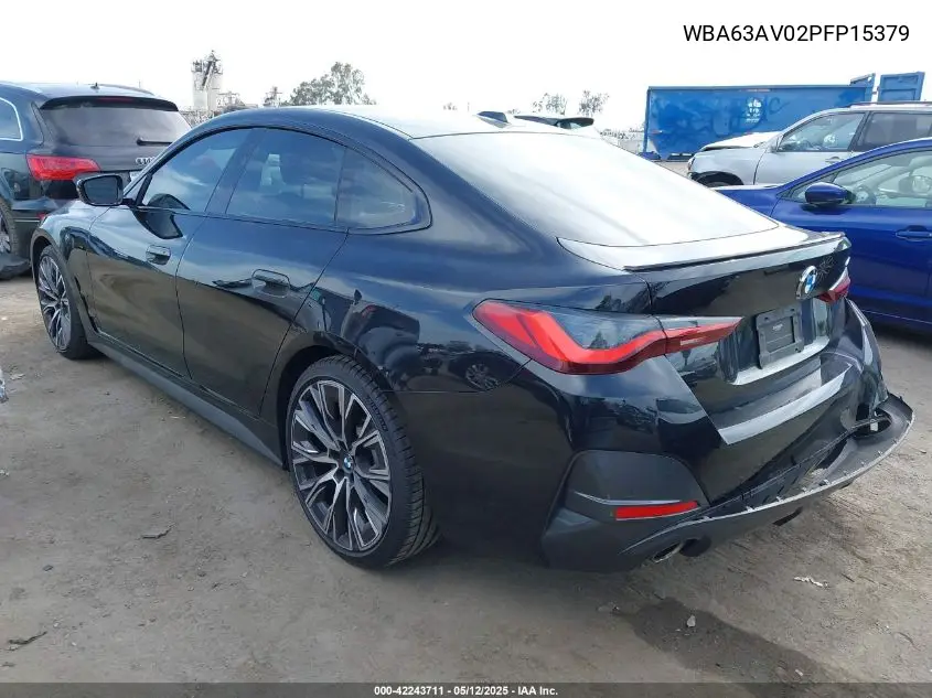 2023 BMW 430I Gran Coupe VIN: WBA63AV02PFP15379 Lot: 42243711