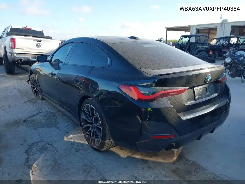 2023 BMW 430I VIN: WBA63AV0XPFP40384 Lot: 42612481