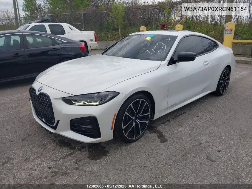 2024 BMW 430I xDrive VIN: WBA73AP0XRCN61154 Lot: 12302685