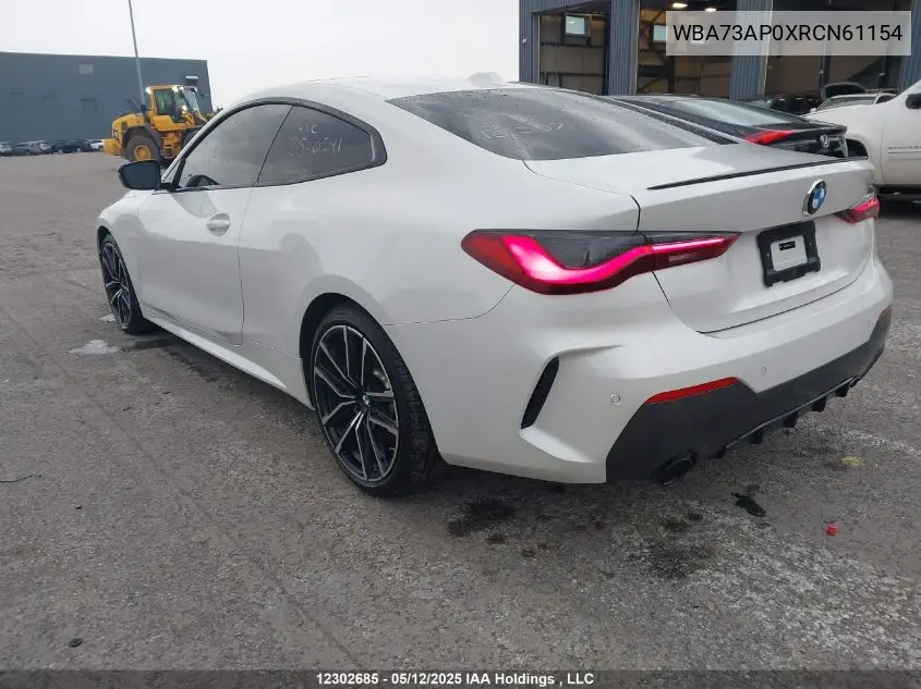 2024 BMW 430I xDrive VIN: WBA73AP0XRCN61154 Lot: 12302685