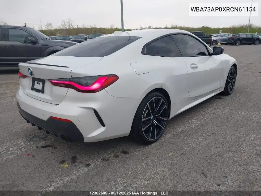 2024 BMW 430I xDrive VIN: WBA73AP0XRCN61154 Lot: 12302685