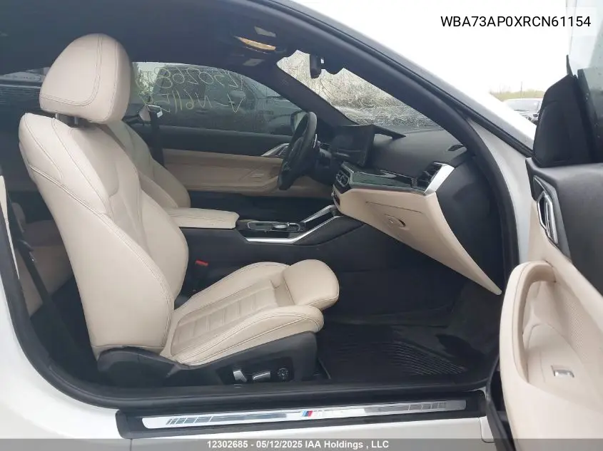 2024 BMW 430I xDrive VIN: WBA73AP0XRCN61154 Lot: 12302685