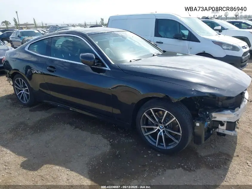 2024 BMW 4 Series 430I xDrive VIN: WBA73AP08RCR86940 Lot: 42236587