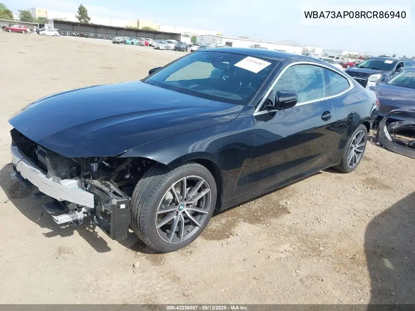 2024 BMW 4 Series 430I xDrive VIN: WBA73AP08RCR86940 Lot: 42236587