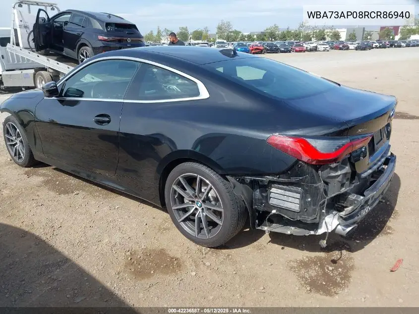 2024 BMW 4 Series 430I xDrive VIN: WBA73AP08RCR86940 Lot: 42236587