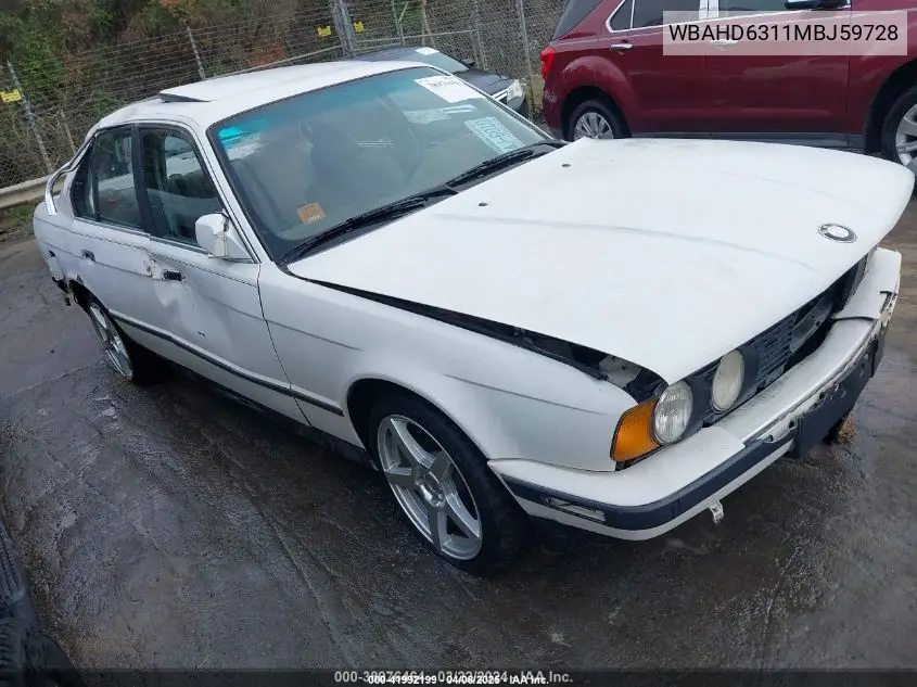1991 BMW 525 I Automatic VIN: WBAHD6311MBJ59728 Lot: 41992199