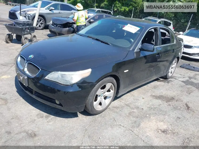2005 BMW 525I VIN: WBANA53555B863697 Lot: 42567748