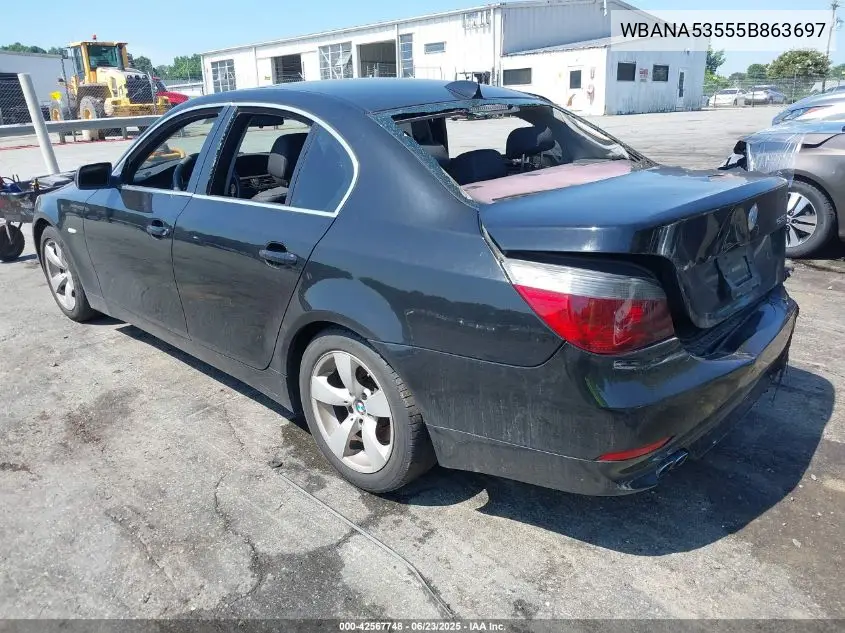 2005 BMW 525I VIN: WBANA53555B863697 Lot: 42567748