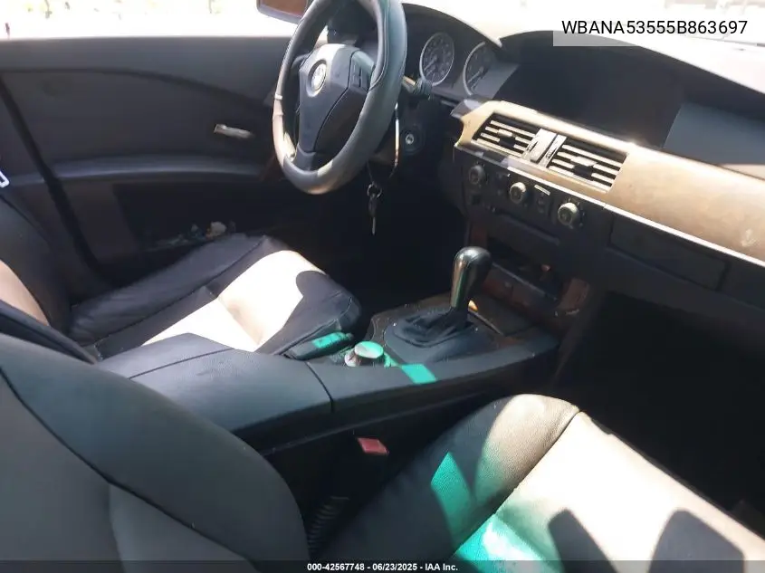 2005 BMW 525I VIN: WBANA53555B863697 Lot: 42567748