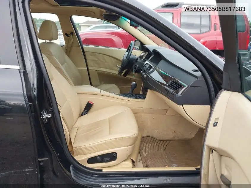 2005 BMW 530 I VIN: WBANA73505B817383 Lot: 42596802