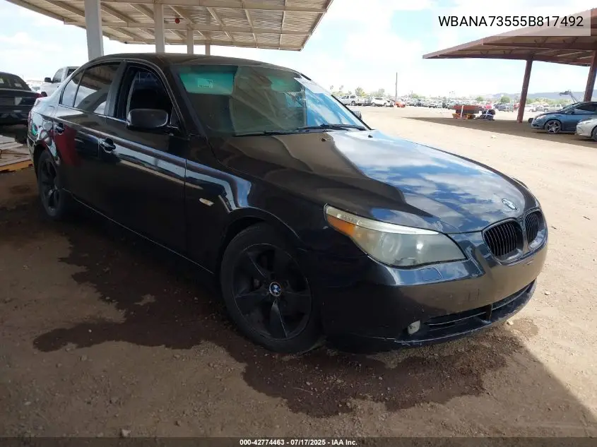 2005 BMW 530I VIN: WBANA73555B817492 Lot: 42774463