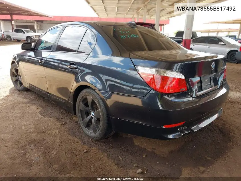 2005 BMW 530I VIN: WBANA73555B817492 Lot: 42774463