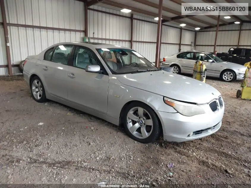2005 BMW 525I VIN: WBANA53515B860120 Lot: 42805088