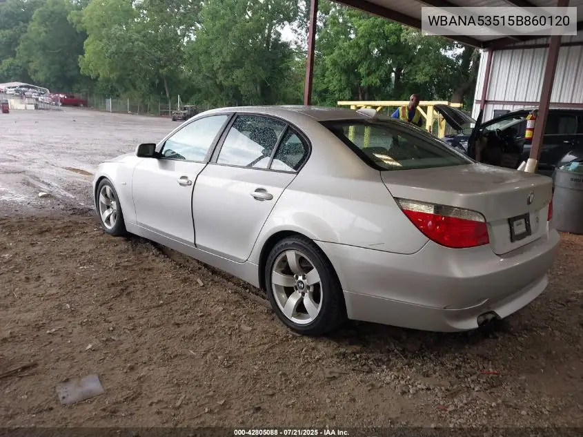 2005 BMW 525I VIN: WBANA53515B860120 Lot: 42805088