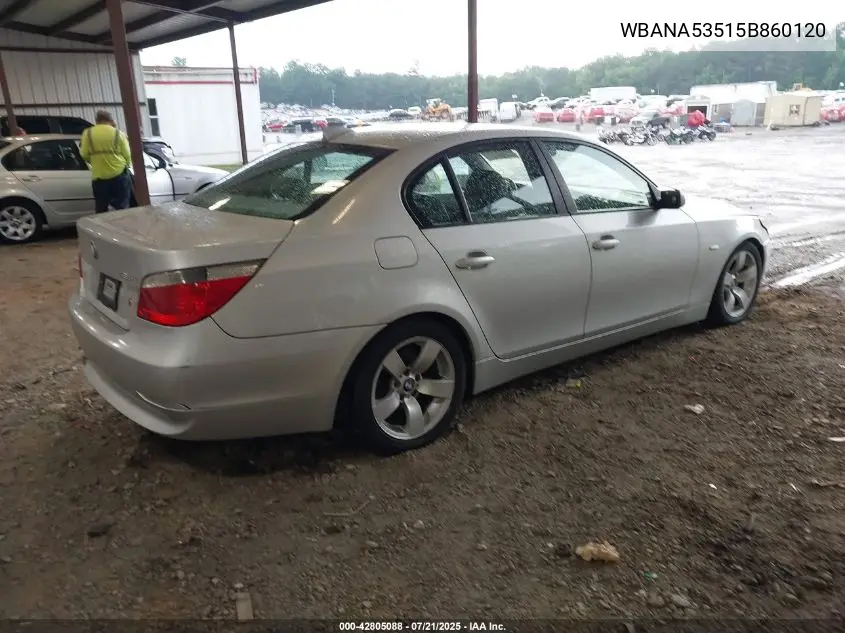 2005 BMW 525I VIN: WBANA53515B860120 Lot: 42805088