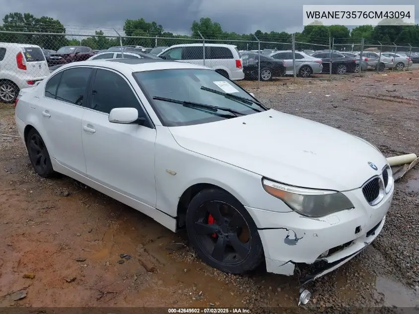 2006 BMW 530I VIN: WBANE73576CM43094 Lot: 42649502