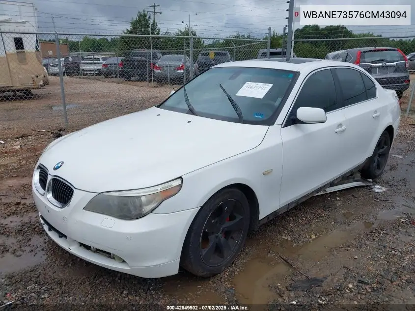 2006 BMW 530I VIN: WBANE73576CM43094 Lot: 42649502