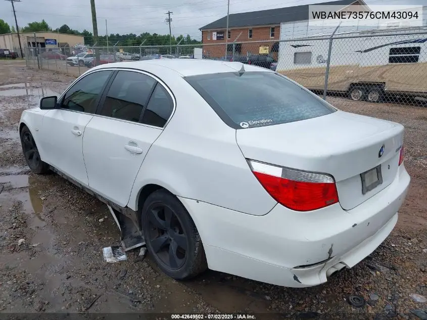 2006 BMW 530I VIN: WBANE73576CM43094 Lot: 42649502