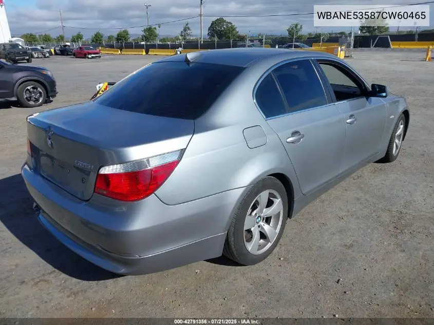 2007 BMW 525 VIN: WBANE53587CW60465 Lot: 42791356