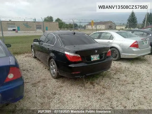 2008 BMW 528Xi VIN: WBANV13508CZ57580 Lot: 20213889