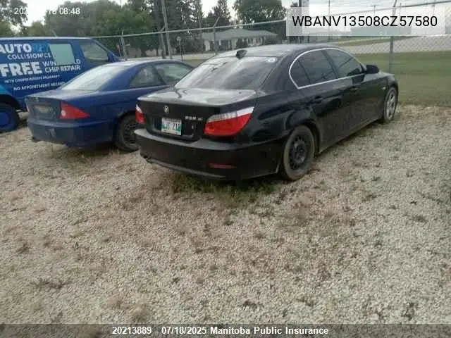 2008 BMW 528Xi VIN: WBANV13508CZ57580 Lot: 20213889