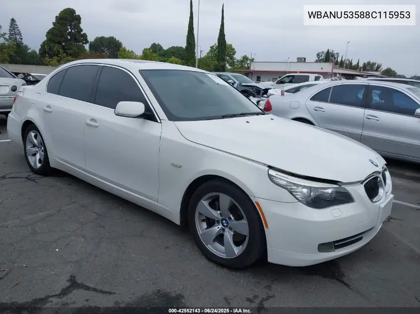 2008 BMW 528I VIN: WBANU53588C115953 Lot: 42552143