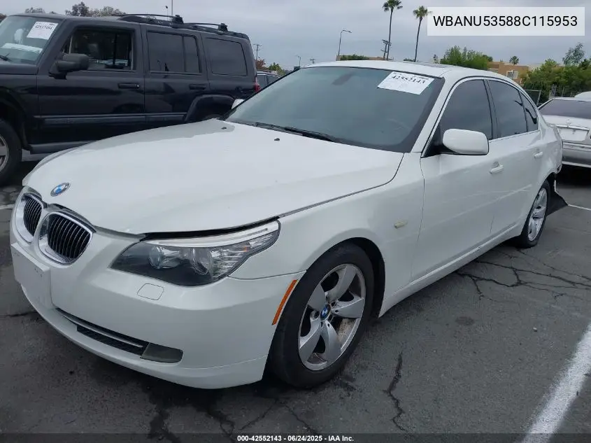 2008 BMW 528I VIN: WBANU53588C115953 Lot: 42552143