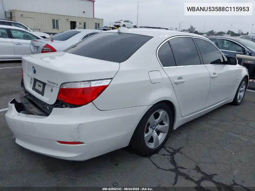 2008 BMW 528I VIN: WBANU53588C115953 Lot: 42552143