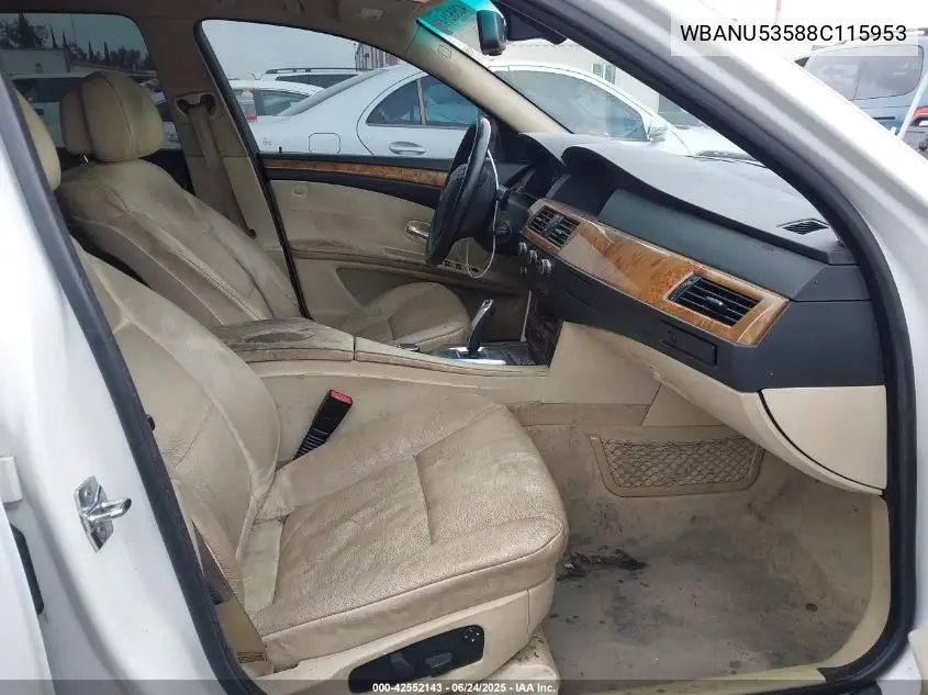 2008 BMW 528I VIN: WBANU53588C115953 Lot: 42552143
