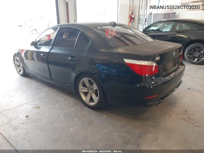 2008 BMW 528I VIN: WBANU53528CT03030 Lot: 42563224