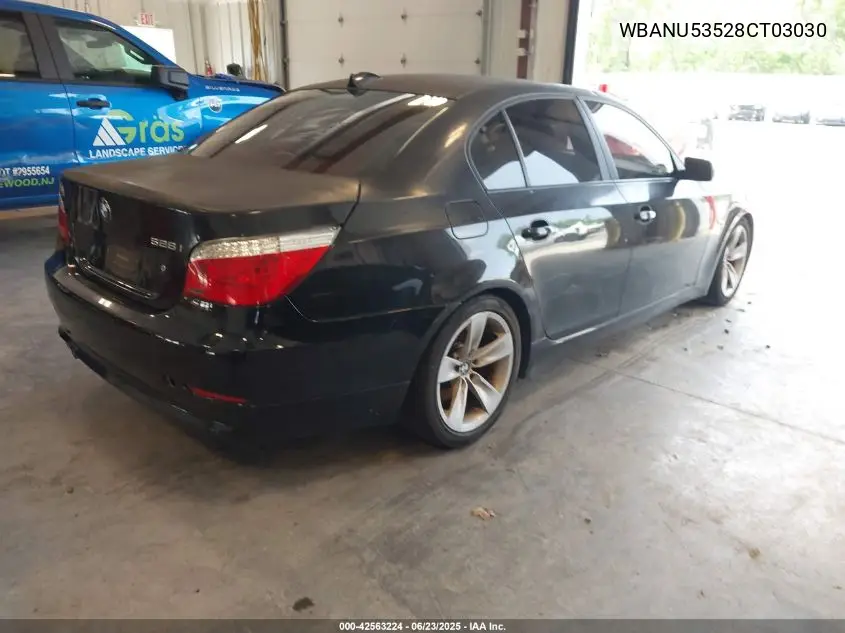 2008 BMW 528I VIN: WBANU53528CT03030 Lot: 42563224
