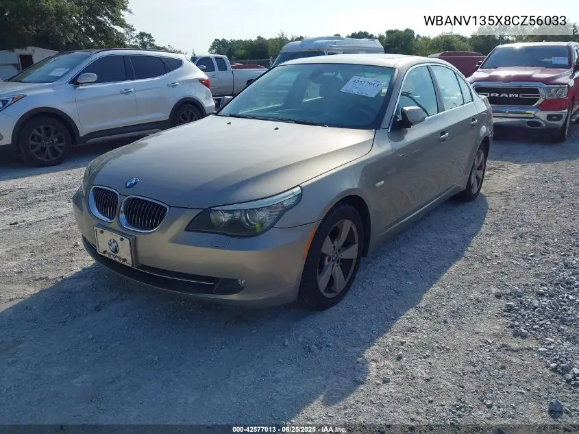 2008 BMW 528Xi VIN: WBANV135X8CZ56033 Lot: 42577013