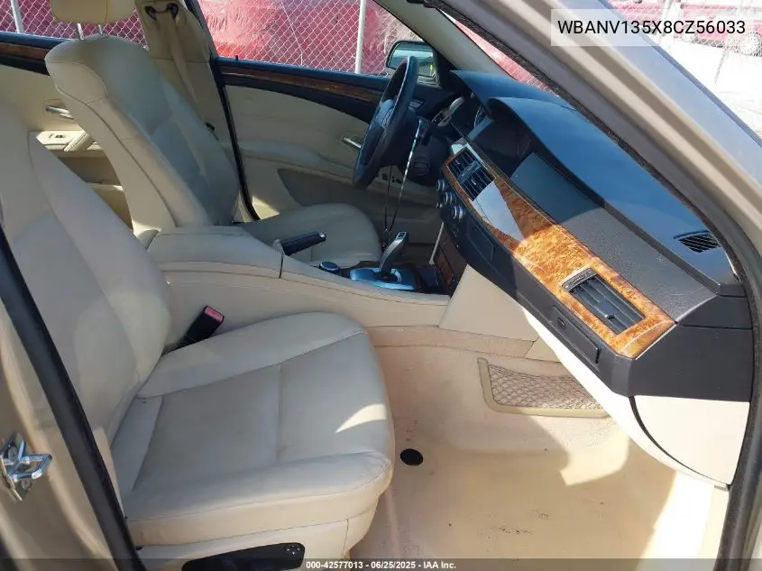 2008 BMW 528Xi VIN: WBANV135X8CZ56033 Lot: 42577013