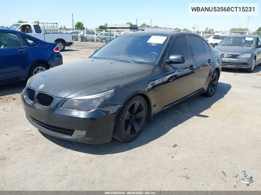 2008 BMW 528I VIN: WBANU53568CT15231 Lot: 42587016