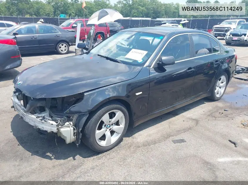 2008 BMW 528I VIN: WBANU53568C114249 Lot: 42593492