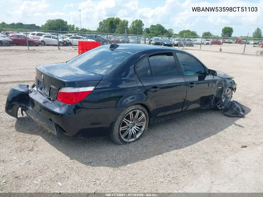 2008 BMW 550I VIN: WBANW53598CT51103 Lot: 42732501