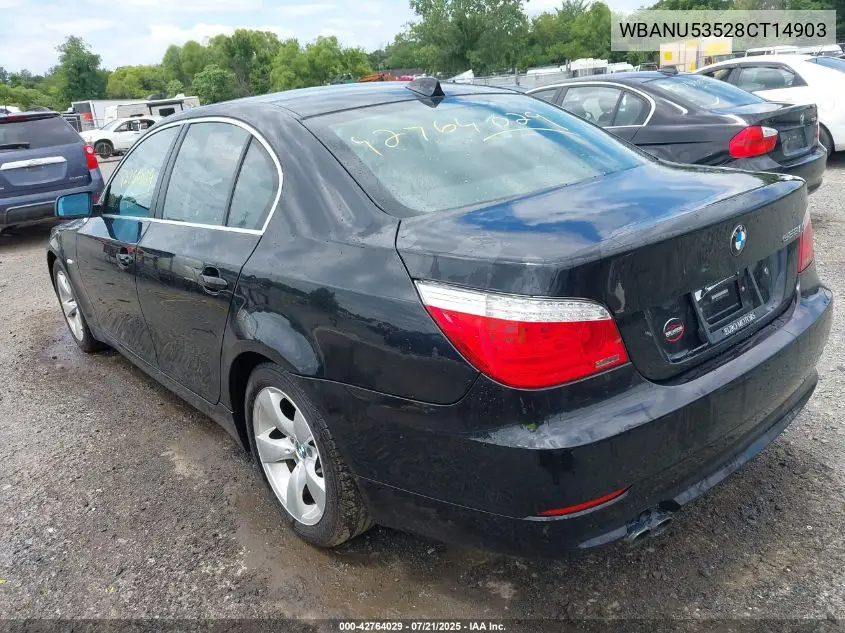 2008 BMW 528I VIN: WBANU53528CT14903 Lot: 42764029