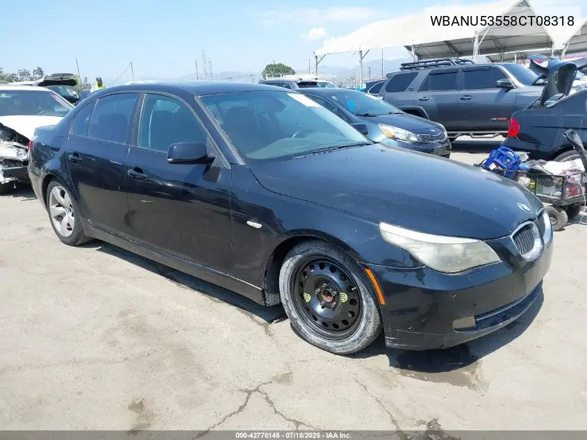 2008 BMW 528I VIN: WBANU53558CT08318 Lot: 42778146