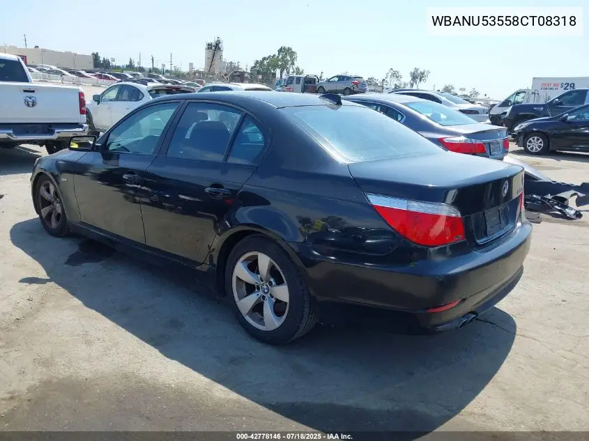 2008 BMW 528I VIN: WBANU53558CT08318 Lot: 42778146