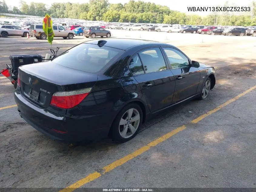 2008 BMW 528Xi VIN: WBANV135X8CZ52533 Lot: 42790941