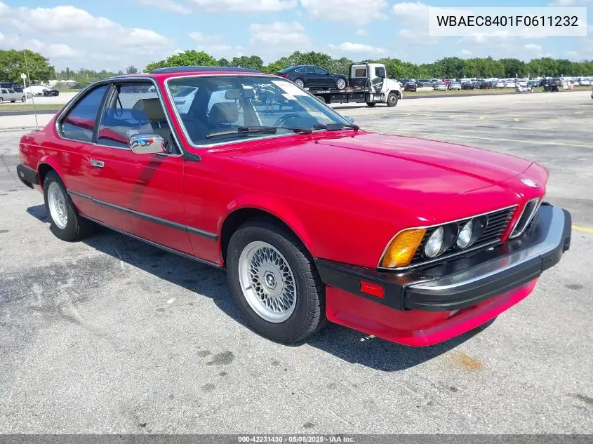 1985 BMW 635 Csi Automatic VIN: WBAEC8401F0611232 Lot: 42231430