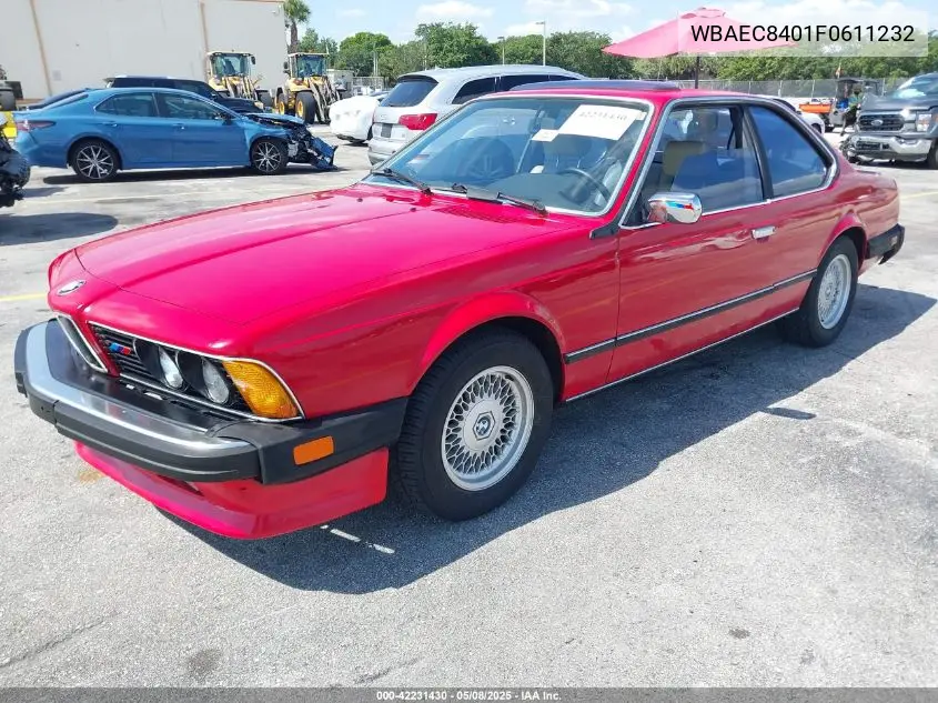 1985 BMW 635 Csi Automatic VIN: WBAEC8401F0611232 Lot: 42231430