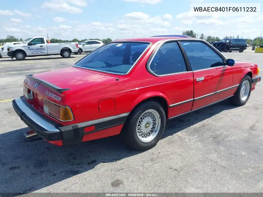 1985 BMW 635 Csi Automatic VIN: WBAEC8401F0611232 Lot: 42231430