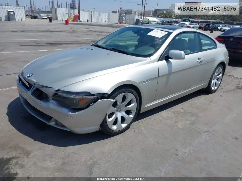 2004 BMW 645Ci VIN: WBAEH73414B215075 Lot: 42217507