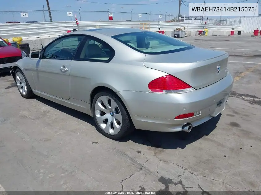 2004 BMW 645Ci VIN: WBAEH73414B215075 Lot: 42217507
